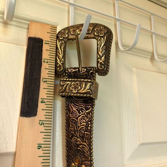 Vintage Lake Shore Drive Women's Embellished Crystal Belt Brass Buckle Medium - Picture 13 of 13